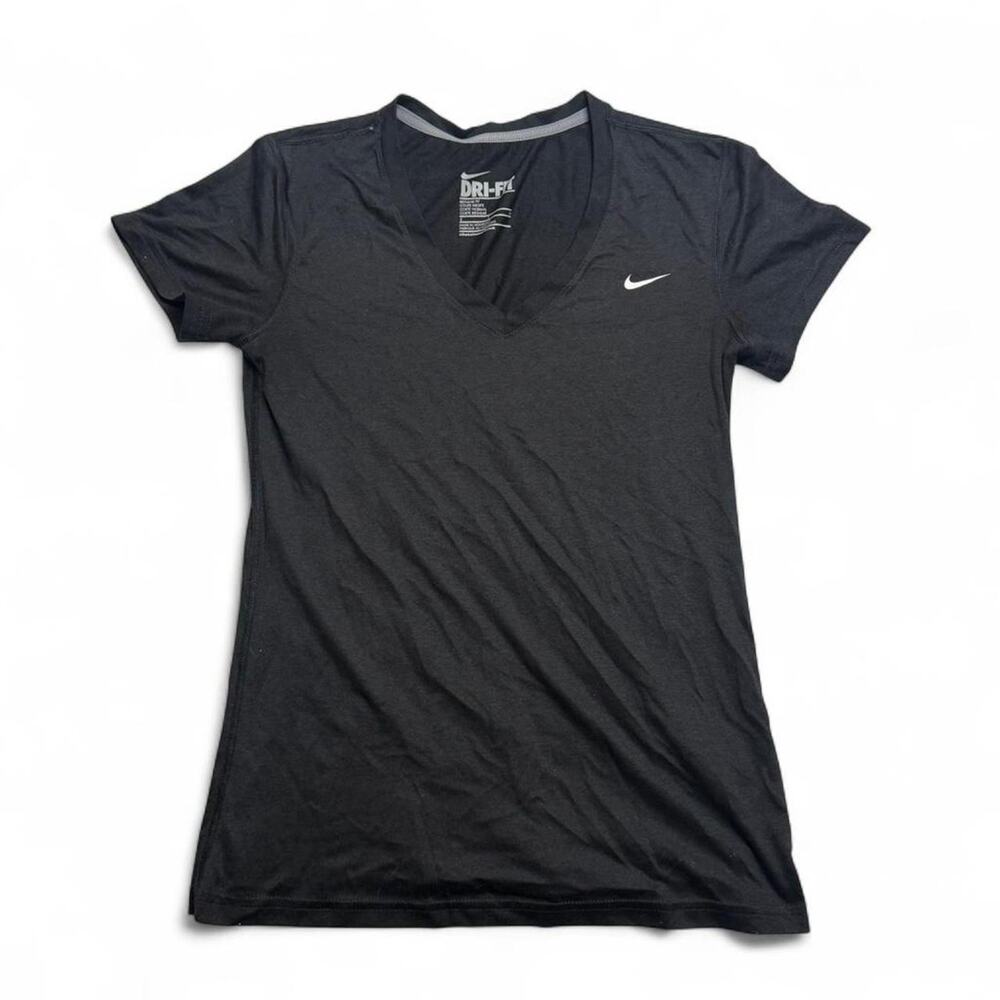 Nike black dri-fit v-neck t-shirt Size S Y2K Activewear - Picture 3 of 6
